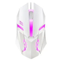 Ergonomic Wireless Optical Mouse with USB Adapter (Wired White)