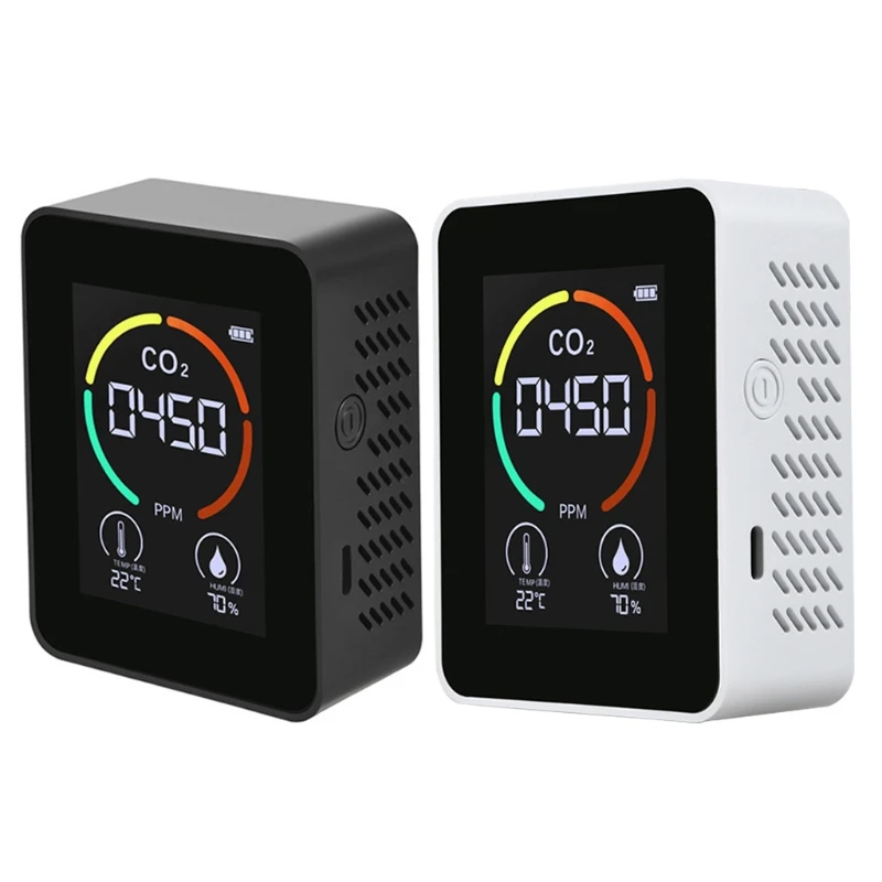 

Air Quality Monitor, Indoor CO2 Meter, Temperature and Relative Humidity Carbon Dioxide Detector Co2 Alarm Meter