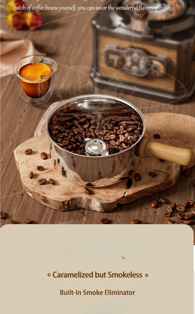 Roaster Coffee Machine 110V Home Coffee Roasters Vintage Household Smokeless Coffe Roaster Noiseless Home GN658TB 5