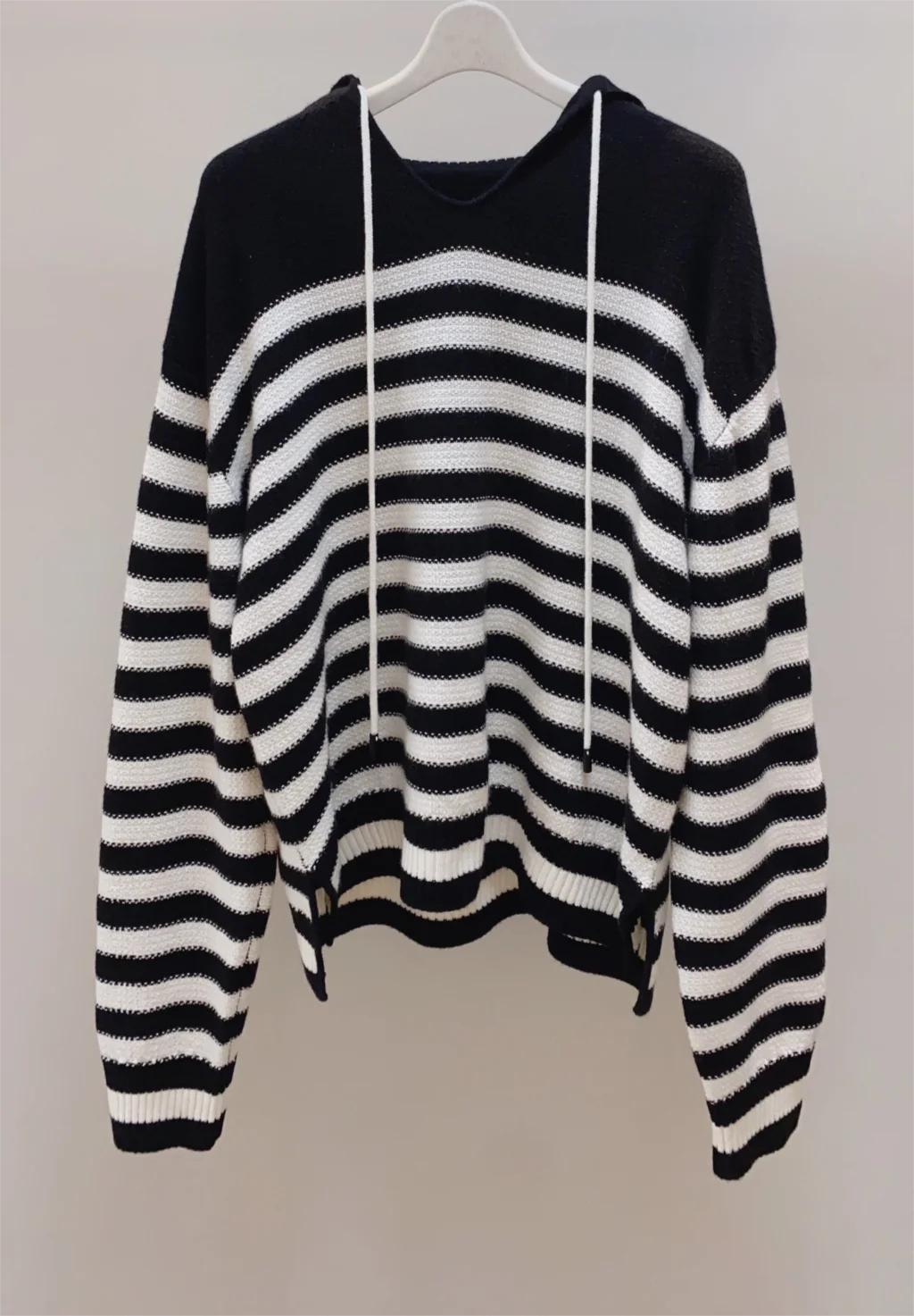 

2023 Women's Clothing Striped navy cashmere hooded loose sweaterWinter New