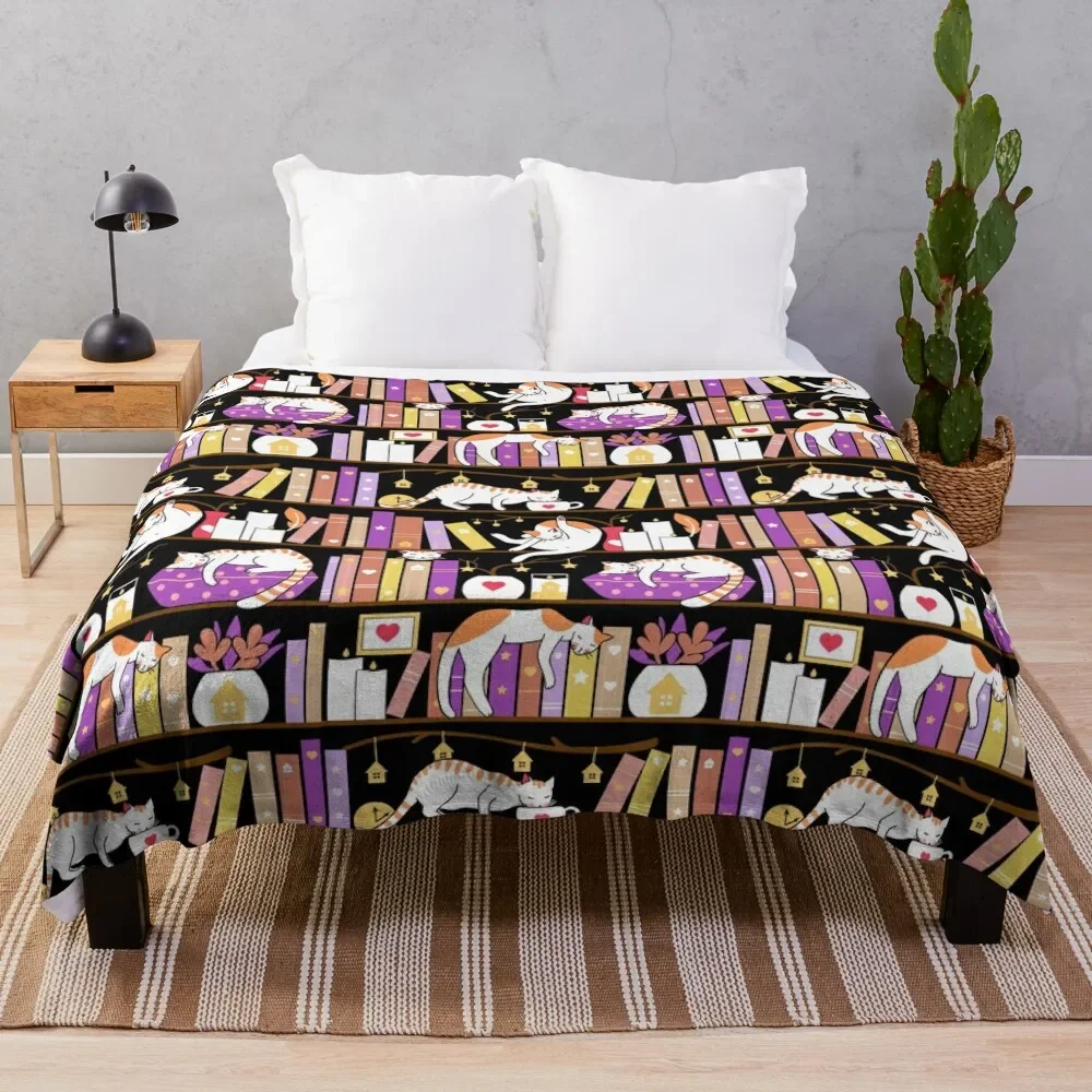 

Library cats - dreamy violet Throw Blanket heavy to sleep Sofa Throw Cute Plaid Blankets