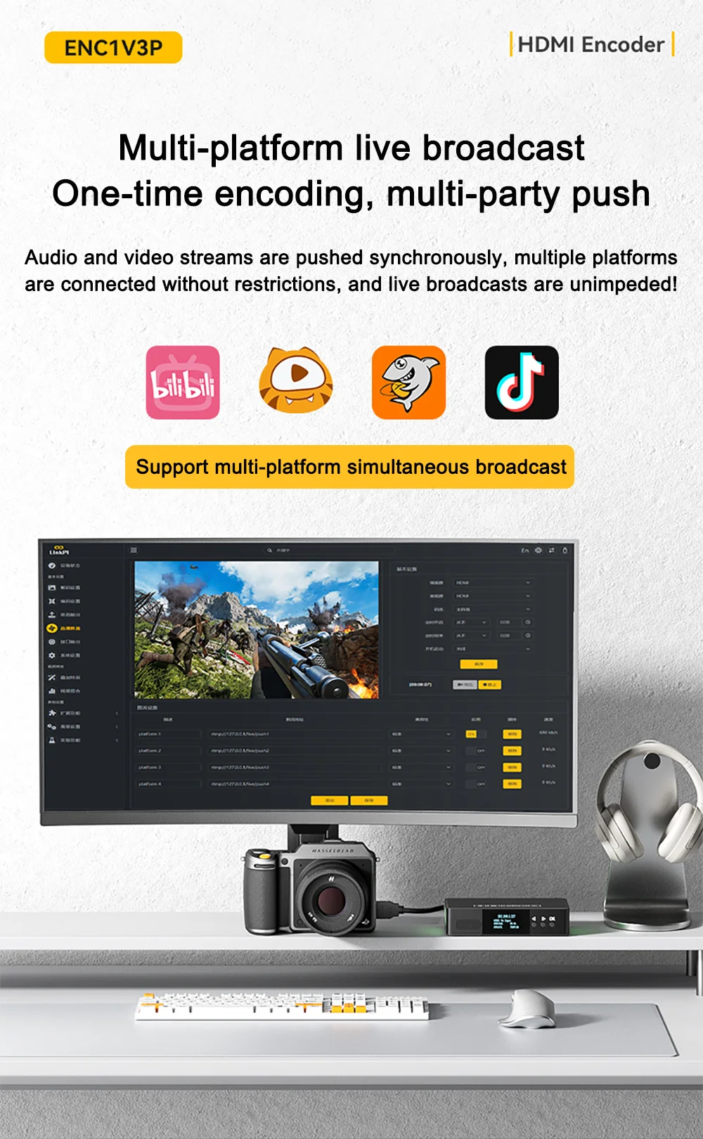 Link Pi ENC1V3P Video Codec 4K30 HDMI Encoding NDI Decoding Built-in Tally Suppo