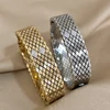Stainless Steel Corssed Rhombus Grid Bracelet Bangle for Women Waterproof Rhinestones Cuff Bracelet Wristband Jewelry Gifts 1