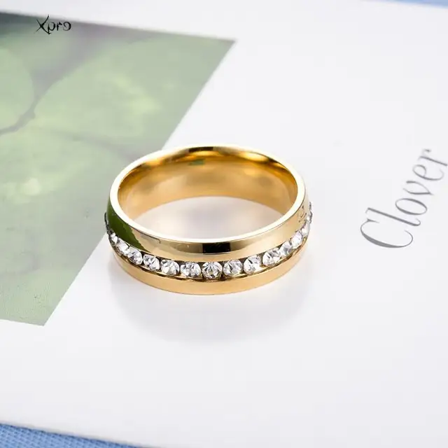 Bague de Couple en acier inoxydable et cristal pour hommes et femmes, bague de fiançailles et de mariage en acier titane, bijoux cadeau d'anniversaire