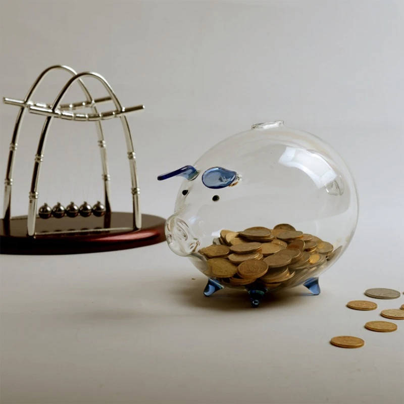 Pig Piggy  Money Boxes Coin Saving Box  Transparent Glass Souvenir Birth 3
