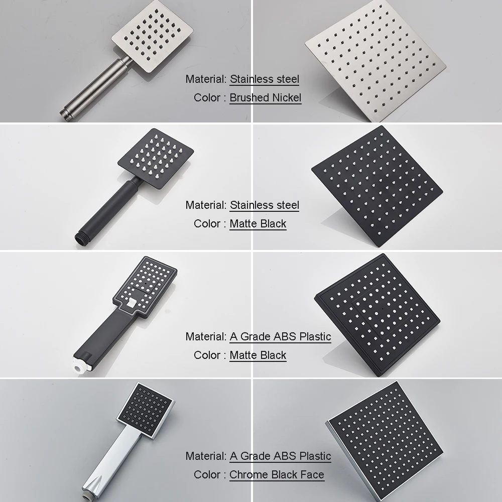 Bathroom Shower Faucet Set POIQIHY Black Bathroom Shower Faucet Set Wall Mount 8" Rainfall Shower Head With Handheld Sprayer Bathtub Mixer