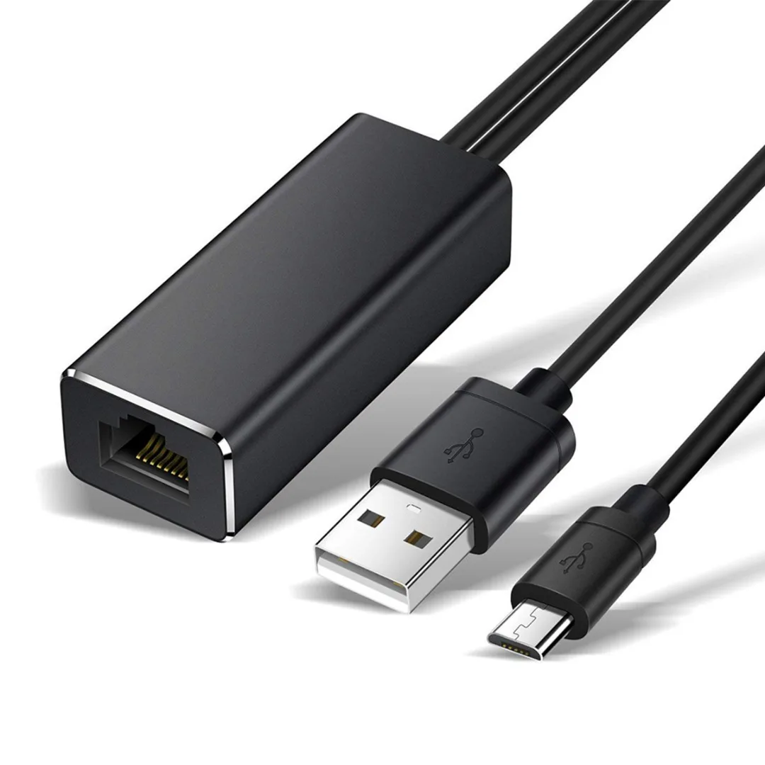 1pc For Fire TV Stick Ethernet Adapter 4K USB 2.0 to RJ45 10/100Mbps Adapter For Chromecast TV with USB Power Supply Cable