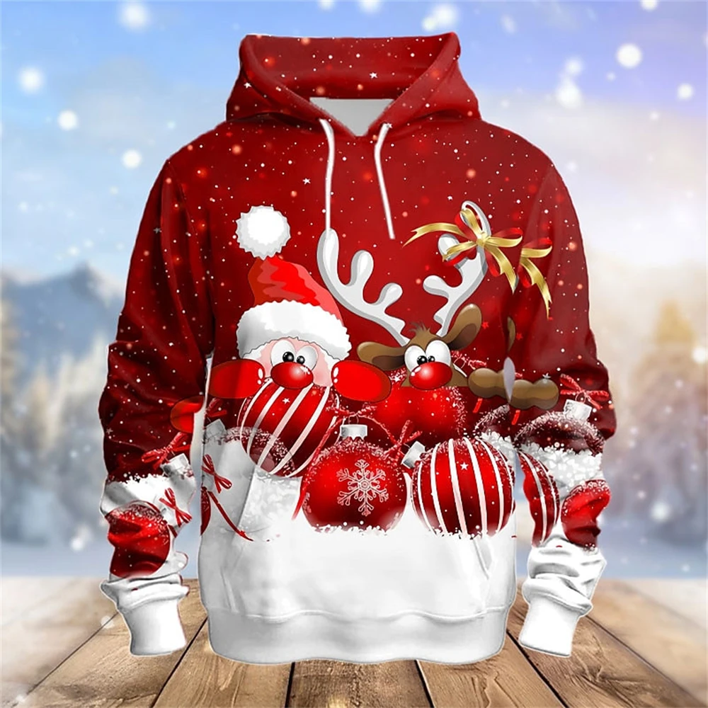 

Santa Claus Snowman Men's Fashion 3D Print Hoodie Christmas Sports Outdoor Holiday Hoodies Yellow Red Long Sleeve Hooded