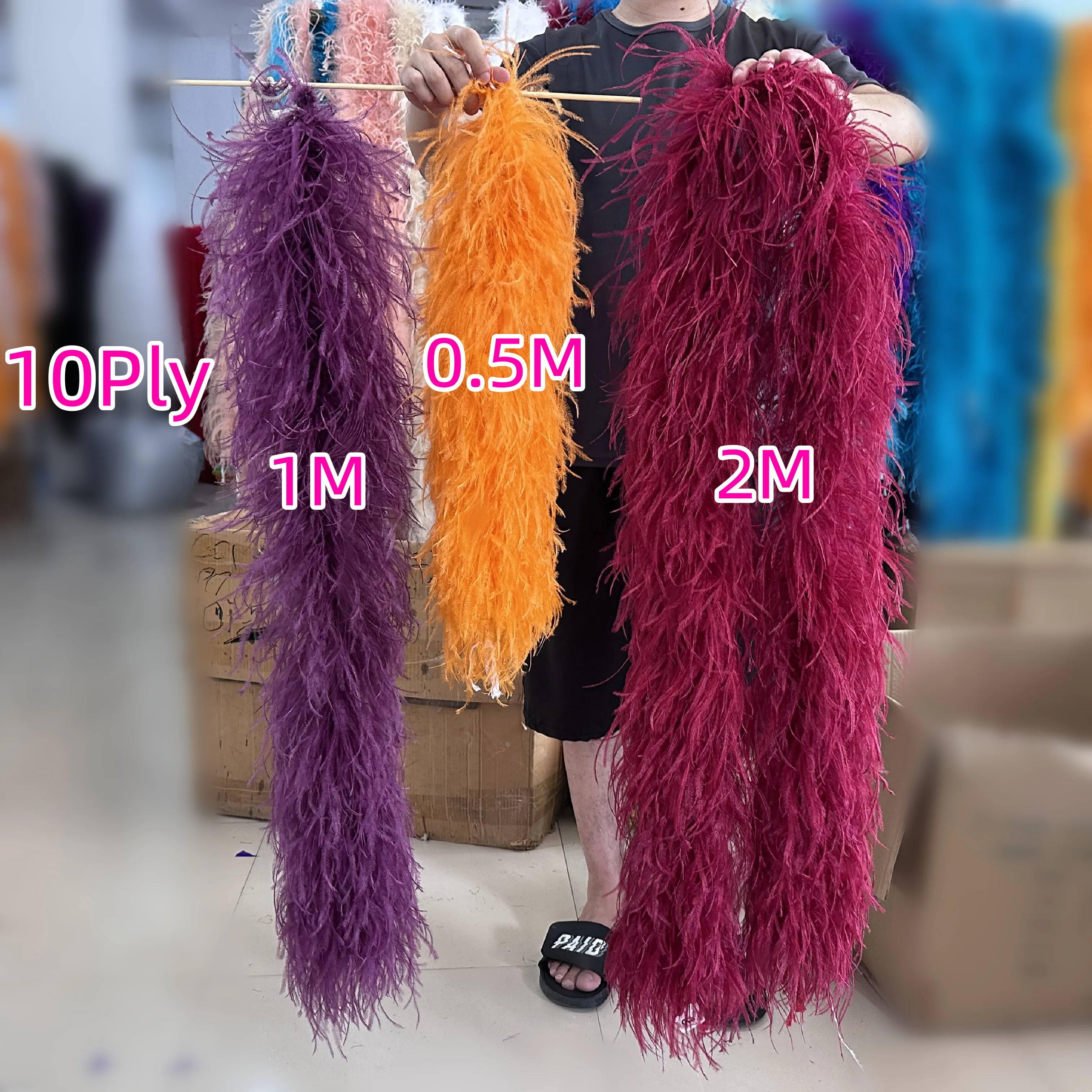 10 Ply Ostrich Feather Boas, Shawl Dyed Various Real Feather Scarf Wedding  Dress Sewing Accessory For Stage Clothing ,bags,home,textile,party