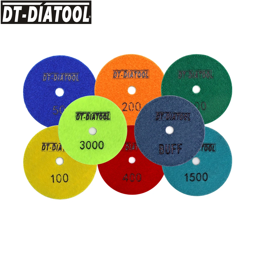 DT-DIATOOL 1pc Diamond Polishing Pads For Granite Marble Tile Ceramic Dry Flexible Resin Bond Sanding Disc Dia 4"/100mm