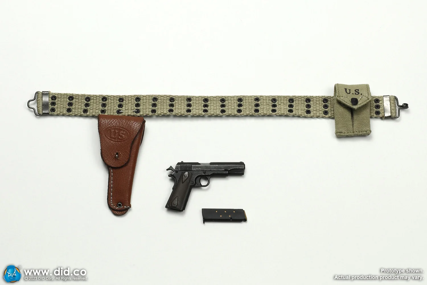 

1/6 DID A80167 WWII Series US Army Soldier General Officer Secondary Weapon Duty Waist Belt M1911 Leather Holster For Acton Doll