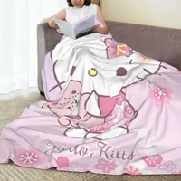 Cute Pink Hello Kitty Blanket Fleece Winter HelloKitty Portable Soft Throw Blankets for Home Travel Bedding Throws 2