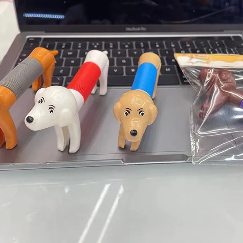 4Pcs Novelty Spring Dog Pop Tubes Sensory and Toy Stress Relieve Bellows Toys For Adult Kids Anti-stress Squeeze Toys Gifts 5