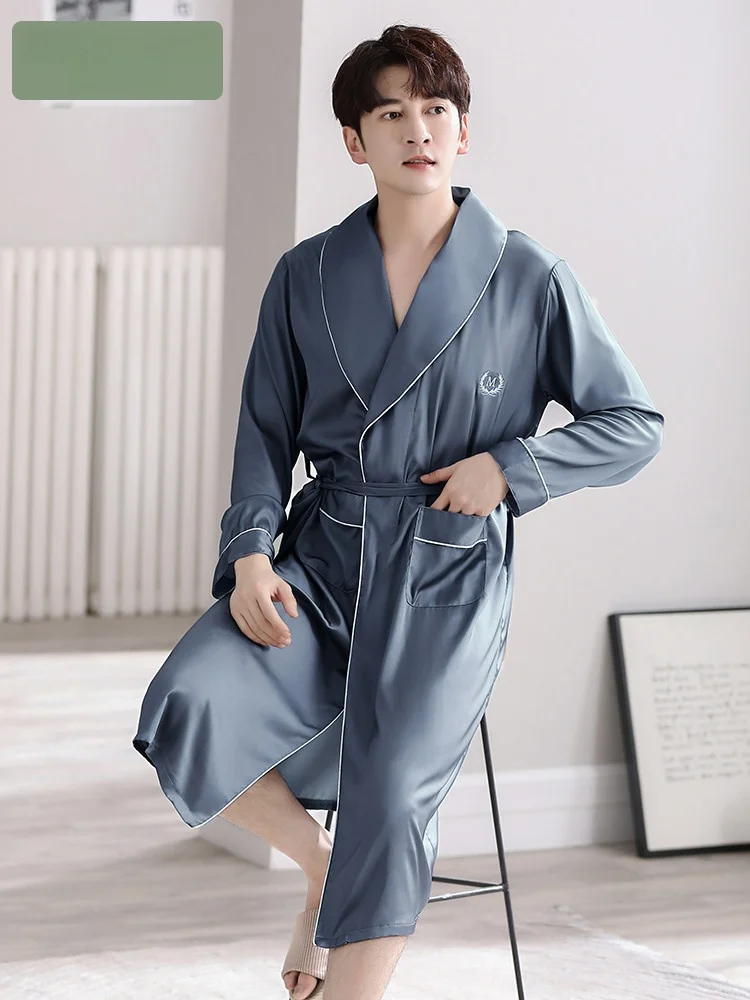 아이스 실크(아이스 실크) 슬립(슬립) 얇은(얇은) 긴팔(긴팔) 홈웨어(홈웨어) 남성용(남성용) 슬립(슬립)