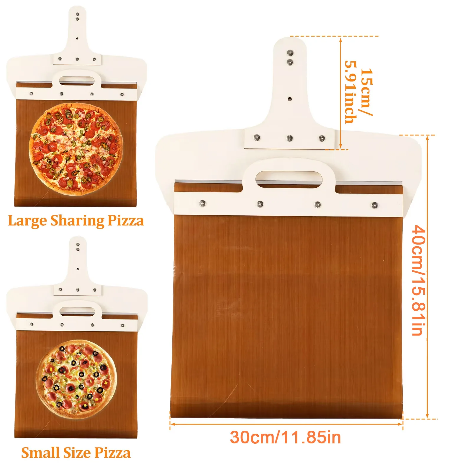 Sliding Pizza Peel Non-Stick Sliding Pizza Shovel with Detachable Wood Handle Effortless to Clean Paddle for Oven