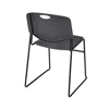 Maple Finish Round Breakroom Table Set with 4 Black Zeng Stack Chairs Thermal Fused Melamine Top X-Base Antimicrobial 124lbs 6