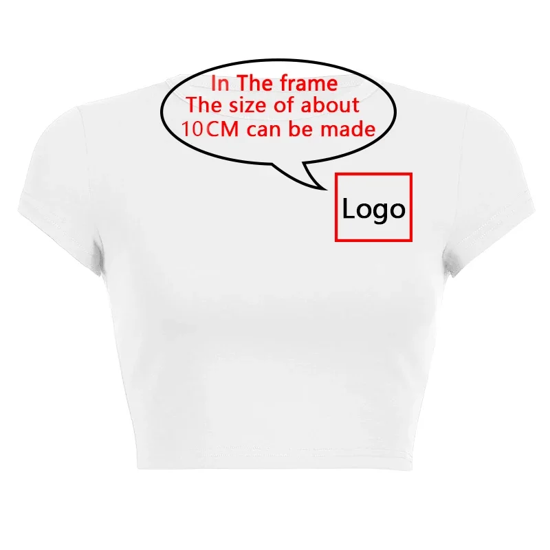 Diy Your Own Design Print Pattern Customize Summer Short Sleeve O Neck Solid Color Cropped Navel Women Crop Tops Fashion T-Shirt 2