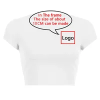 Diy Your Own Design Print Pattern Customize Summer Short Sleeve O Neck Solid Color Cropped Navel Women Crop Tops Fashion T-Shirt 2