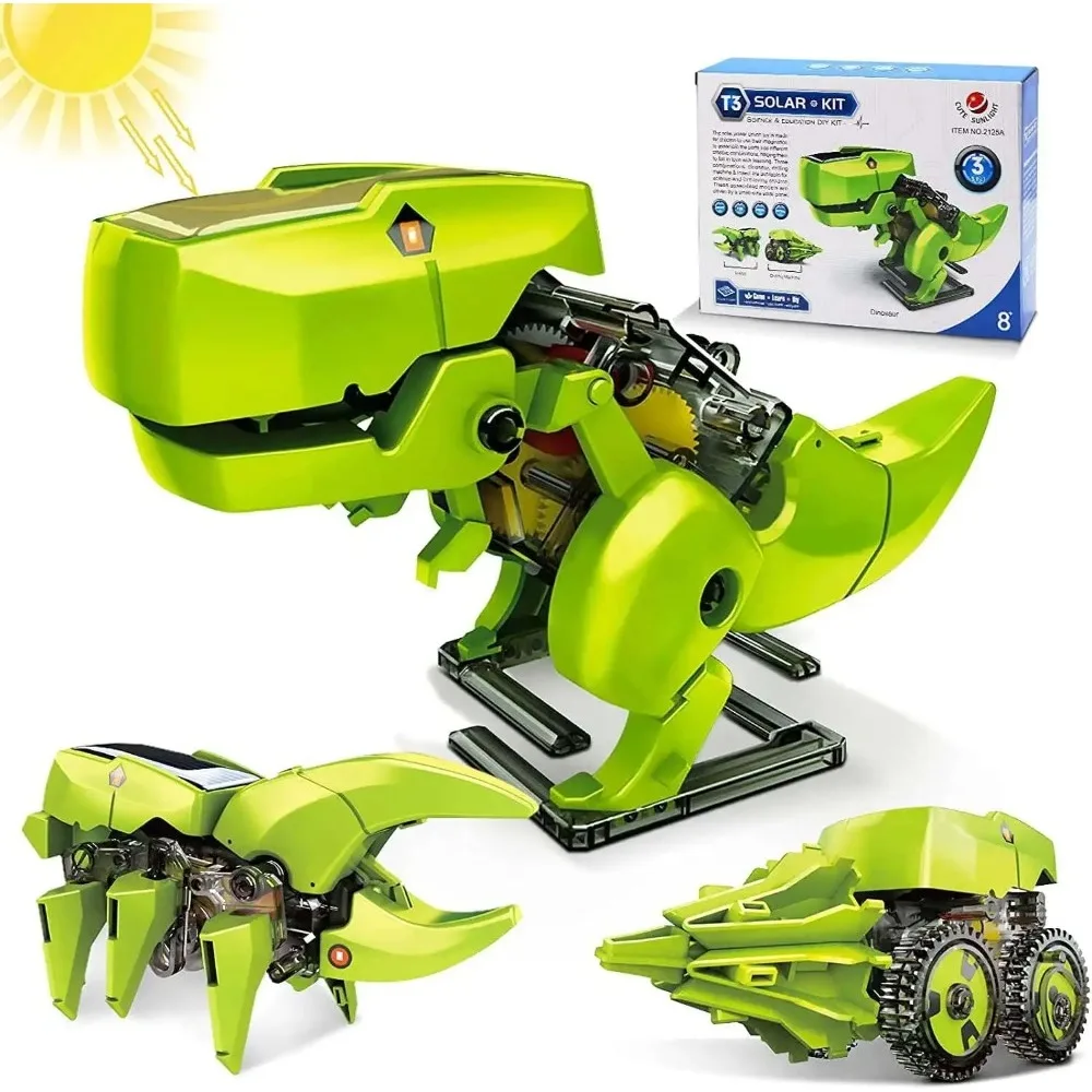 3-in-1 solar robot kit Solar Robot Kit, Robot Dinosaur Toys, STEM Projects for Kids, Building Games Toys for 8 9 10 11 12 Year Boys Girls
