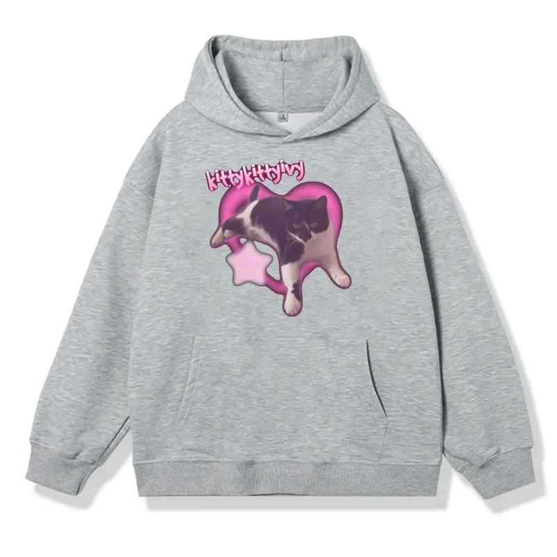 Cat Meme Funny Graphic Hoodies Men Women Fashion Casual Sweatshirt Male Winter Cartoon Long Sleeve Pullover Oversized Streetwear
