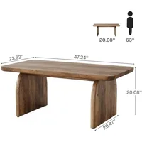 Rectangle Coffee Table, 47-Inch Wood Rectangular Living Room Table, Farmhouse Accent Center Table Low Cocktail Tea Table with S 2