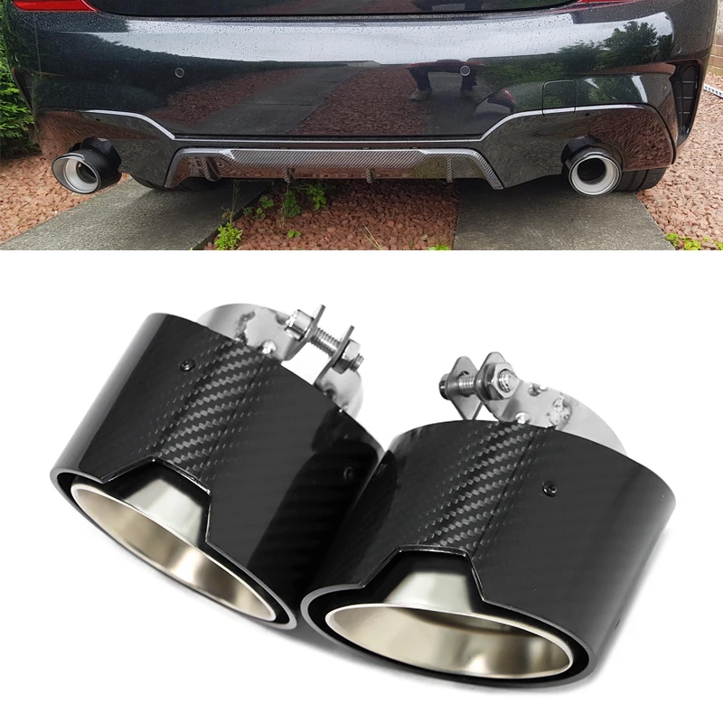 2pcs/lot Carbon Fiber Exhaust For BMW G20 G21 320i 330i Muffler Tip Directly Plug Tailpipe M Performance Exhaust System Nozzle
