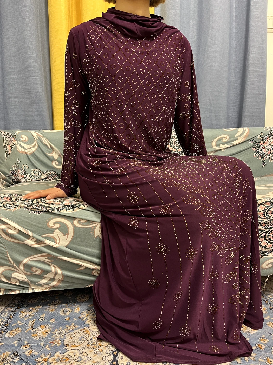 Muslim Abayas For Women 2023 Pure Diamond Spandex Ramadan Jilbab Dubai Islam With Double Turban Kaftan African Payer Dresses