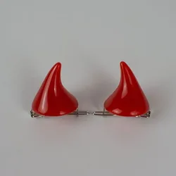 Gothic Halloween Demon Horn Hair Clips - Cosplay & Costume Accessories (Red)