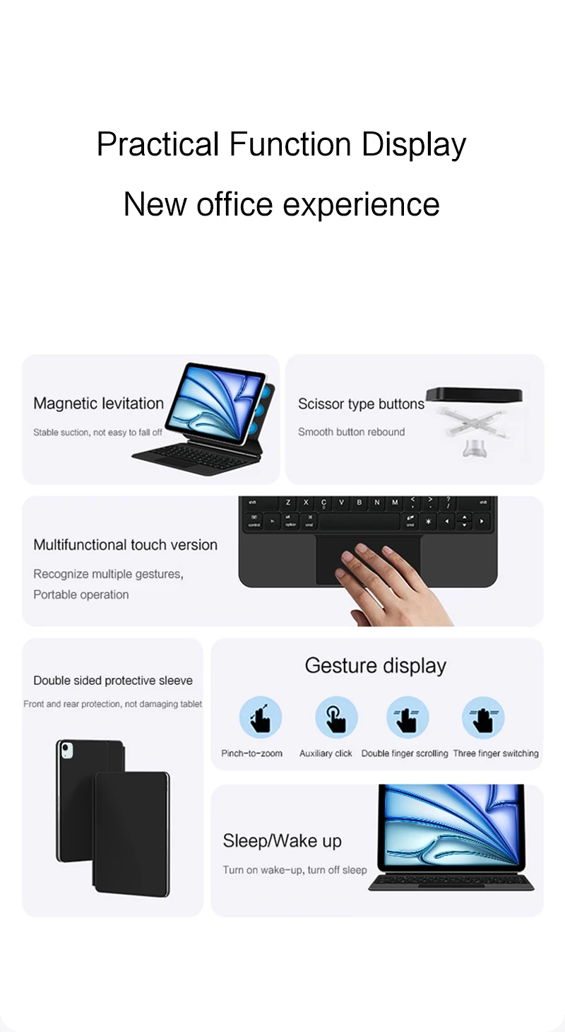Folio Magic Keyboard For iPad Air 11 Air 6th Gen M2 11" Case Portuguese Spanish French Korean Arabic German Smart Keyboard