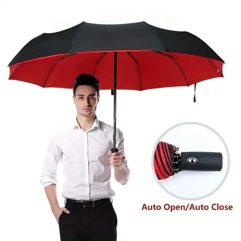 Sturdy Fully automatic 10 bone wind umbrella, windproof, sun proof, wind and rain dual-use business folding umbrella