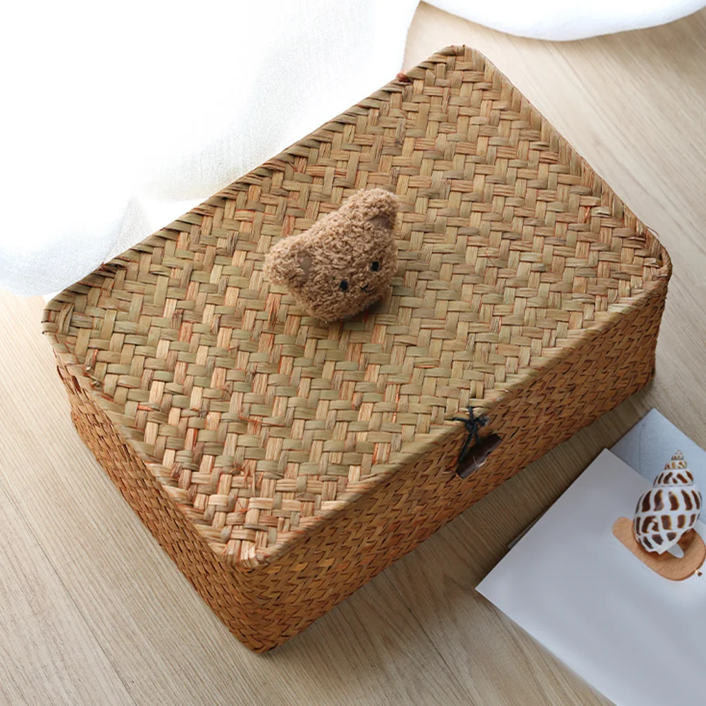 

Creative Bear Straw Storage Box Bin Organizer Decorative Basket Sundry Woven Finishing