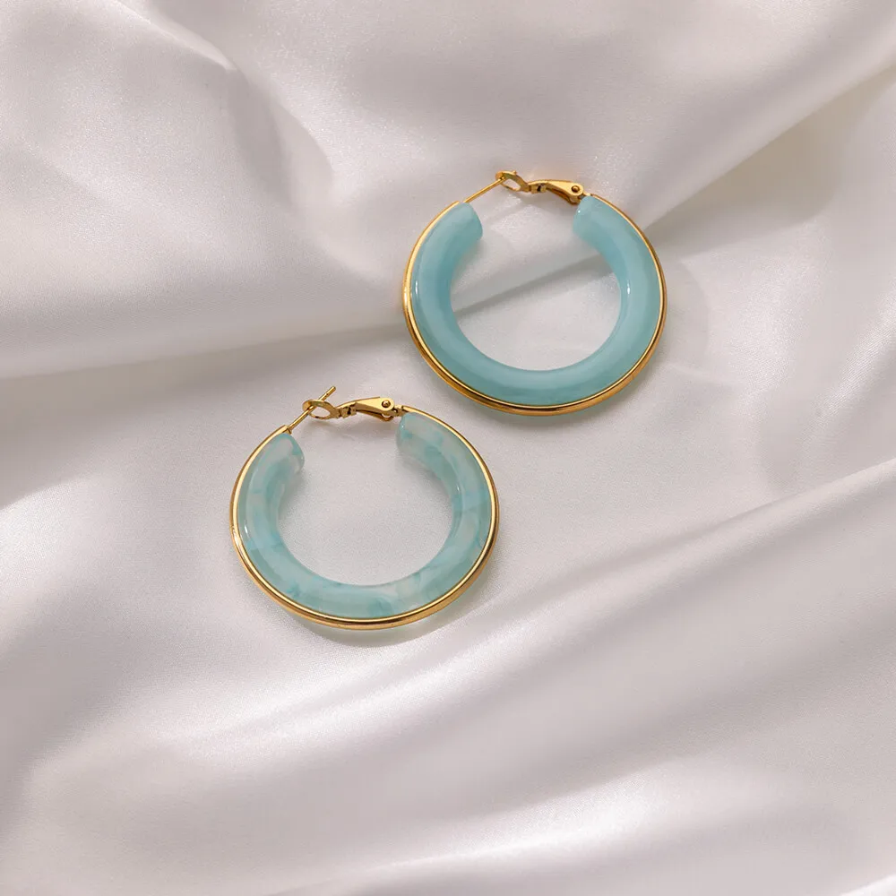 Dopamine Hoop Earrings Stainless Steel Big Women for Gold