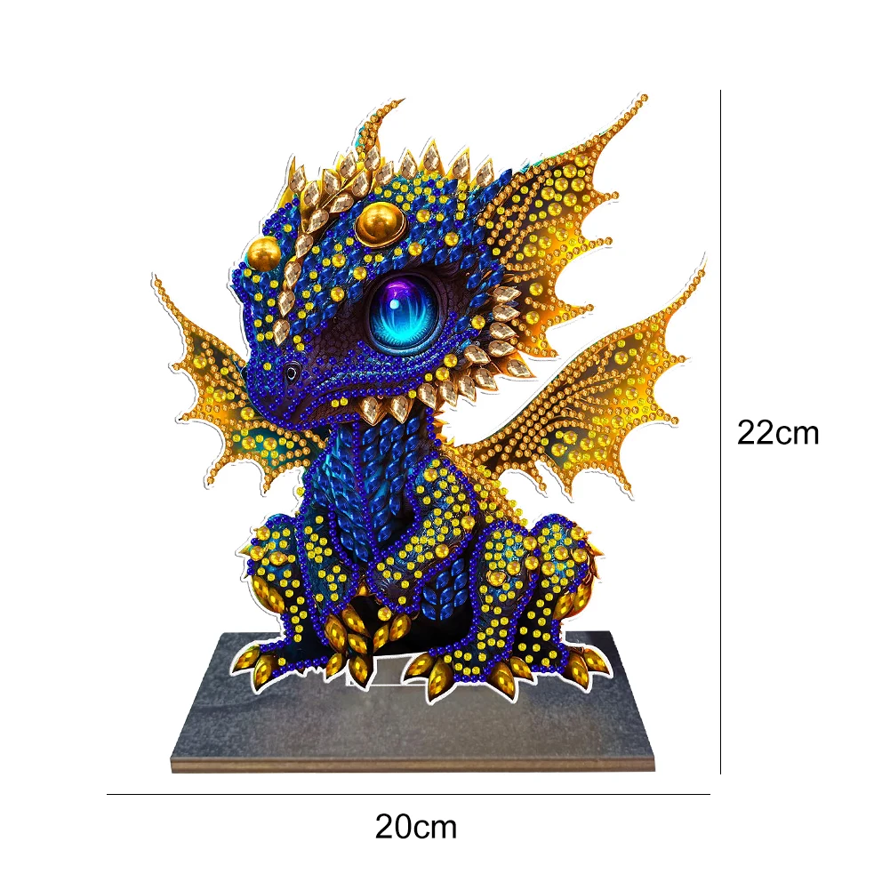 DIY Rhinestones Single Sided Drill Cartoon Dragon Ornament Handmade Wooden Point Drilling Ornament Art Crafts Home Decoration diamond painting diamond painting accessories