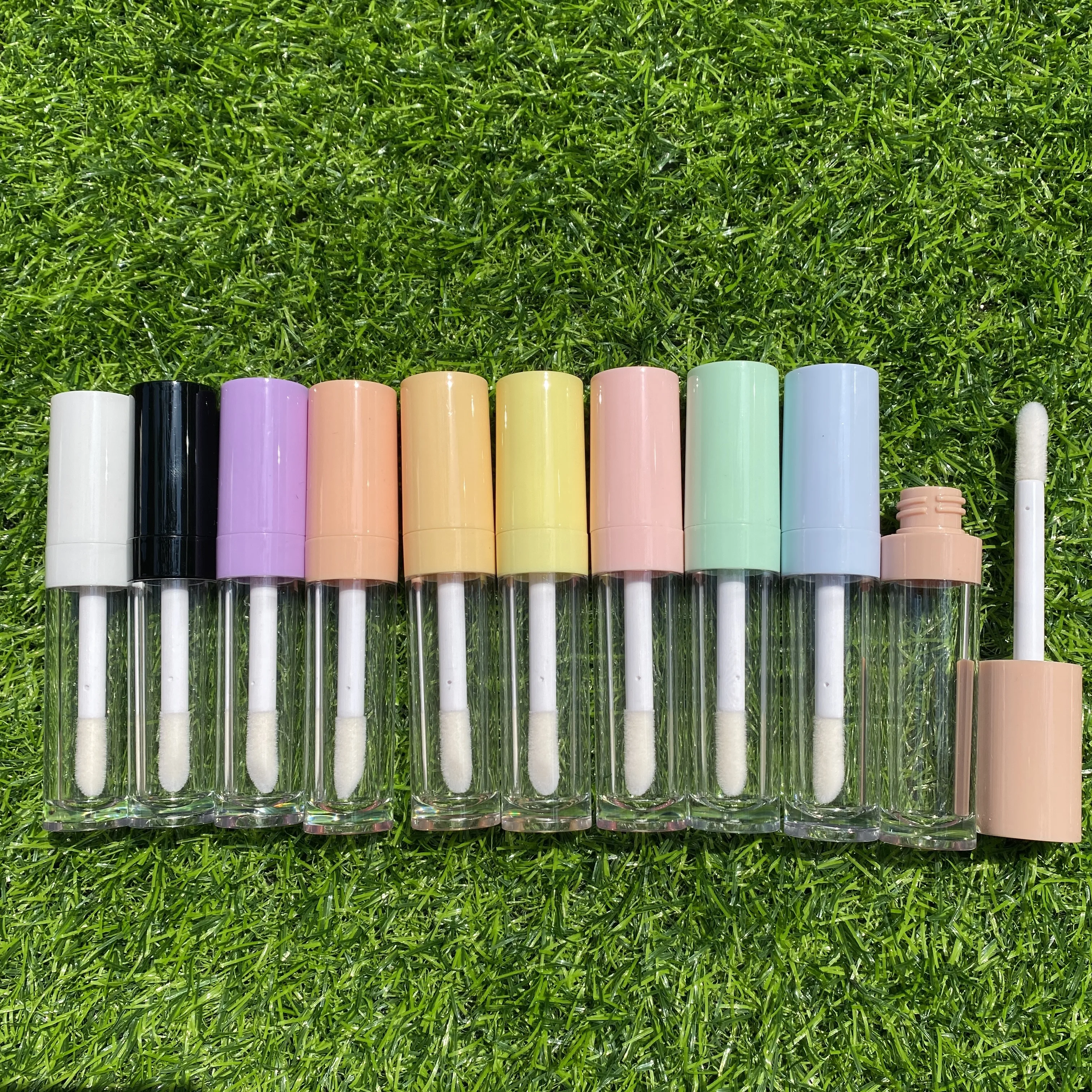 

9ml wholesale custom lip gloss tubes colorful pink white nude black round clear empty lipstick container cylinder lip tint tubes