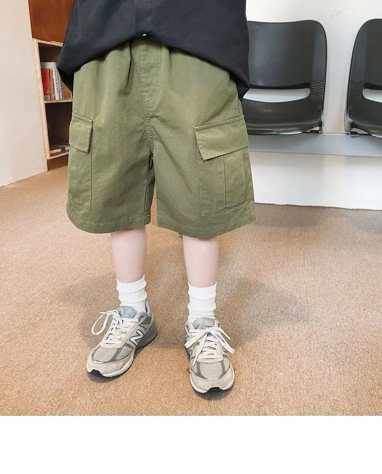 3-13year Children Shorts Teenager Boys Shorts Summer Kids Knee Length Straight Shorts Boys Linen Cotton Capris Track Pant Casual