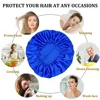 Newly Satin Night Hair Cap Women's Solid Sleeping Hat Sleep Care Bonnet Nightcap For Women Unisex Cap 4