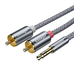 Premium RCA Audio Splitter Cable - 3.5mm to Dual RCA Male Adapter for Enhanced Sound Experience (Dark Grey)
