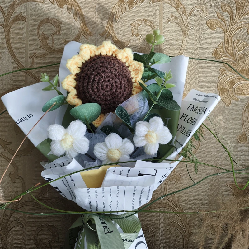 

Цветочные товары ручной работы из шерсти, розы, тюльпаны, Подсолнухи, DIY Красочные Цветочные букеты, украшение для дома реквизит для свадебной фотосъемки