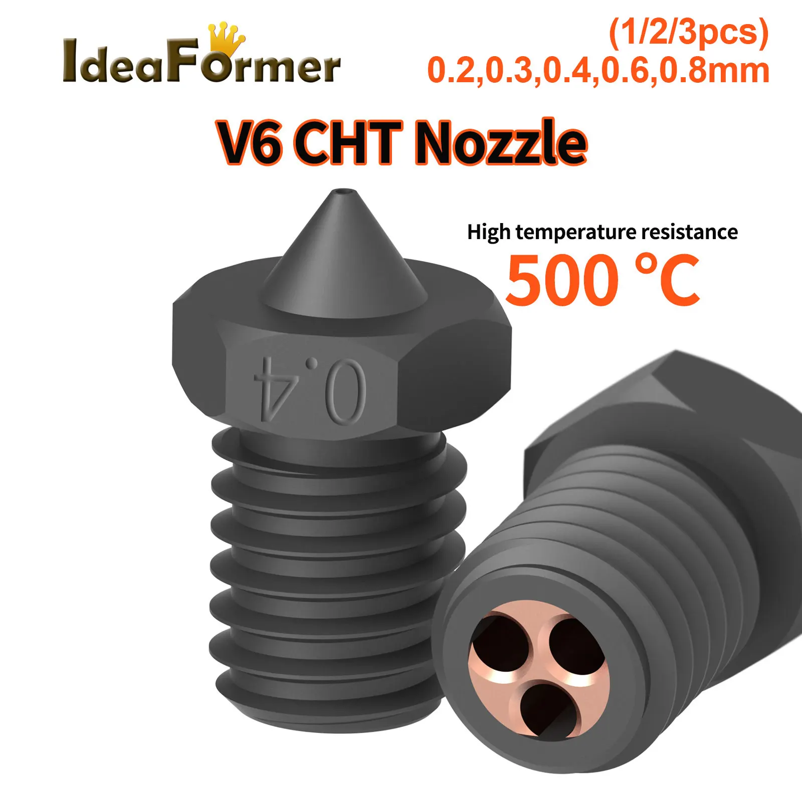 E3D V6 CHT Nozzle Hardened Steel High Flow High Speeding Printting 500° Three-eyes Clone Nozzles E3D V6 3D Printer Accessories