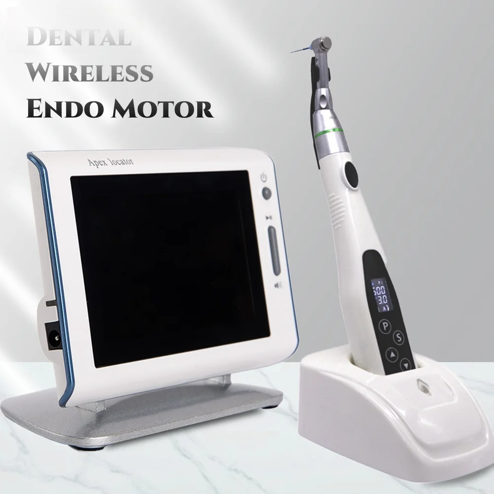 

Dental Wireless Endo Motor with Apex Locator 16:1 LED Contra Angle Root Canal Apex Locator Whole Set Endodontic Instrument