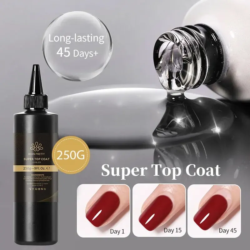 BORN PRETTY 250g Super Top Coat Professional Nail Art Soak Off Top Coat Long-lasting Anti-Stain Functional Gel Polish 2