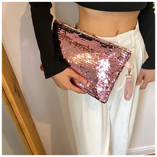 Fashion Women's Sequined Bling Handbag And Purse Small Wedding Party Evening Bag Lady Wristlet Clutch Bag Female Envelope Bag - Image 5