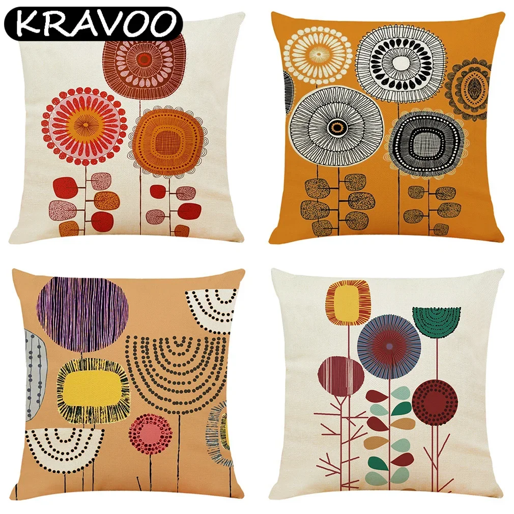 

Color Hand-painted Elements Linen Cushion Cover Car Pillow Case Sofa Room Decor Household Pillow 45x45cm Funda Cojin Cojines