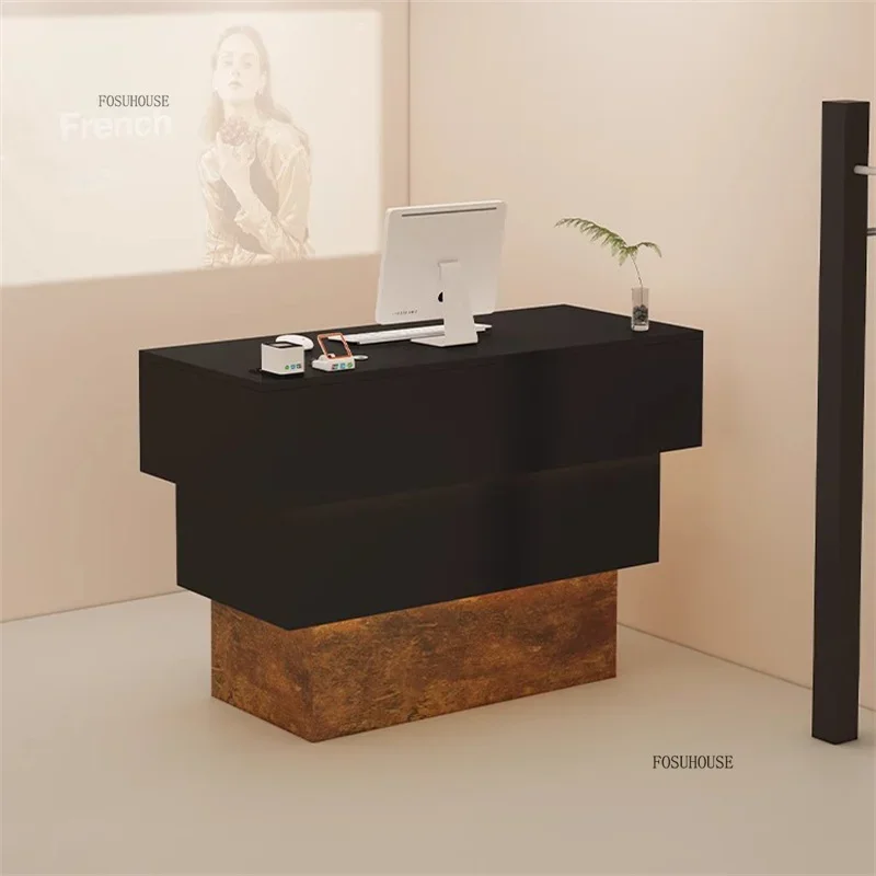 Clothing Store Cream Style Checkout Counter Hotel High-end Front Desk Nordic Reception Desk Light Luxury Shop Service Counter