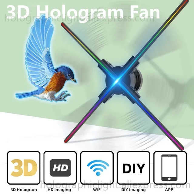 Projecteur de ventilateur d'hologramme 3D HD, affichage publicitaire,  enseigne LED, lecteur holographique, prise en charge de l'image, magasin  vidéo, bar, fête, Wi-Fi, 40-65cm - AliExpress