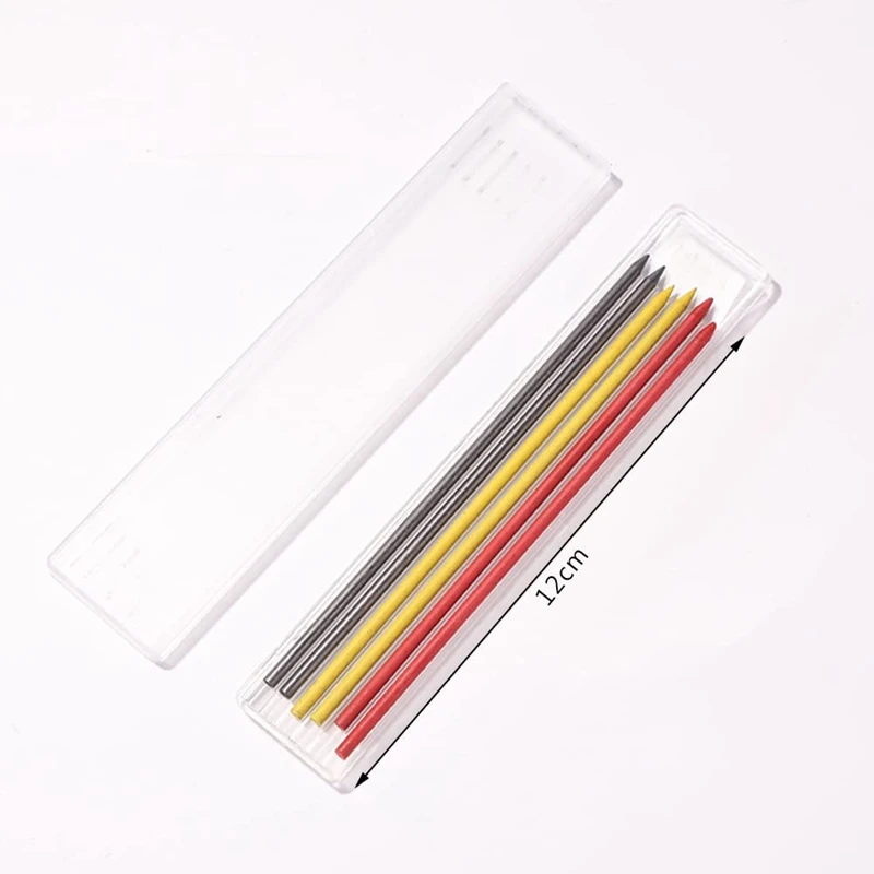3 Pcs Solid Carpenter Pencils Set Woodworking Mechanical Pencils With 18 Pcs Refills In 3 Colors, Deep Hole Pen Scriber