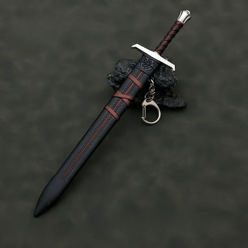 22cm Medieval Arthur Pendragon Swords Metal Katana Samurai Sword Uncut Blade Model Accessories Keychain Gifts Toys for Boys 2