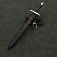 22cm Medieval Arthur Pendragon Swords Metal Katana Samurai Sword Uncut Blade Model Accessories Keychain Gifts Toys for Boys 2