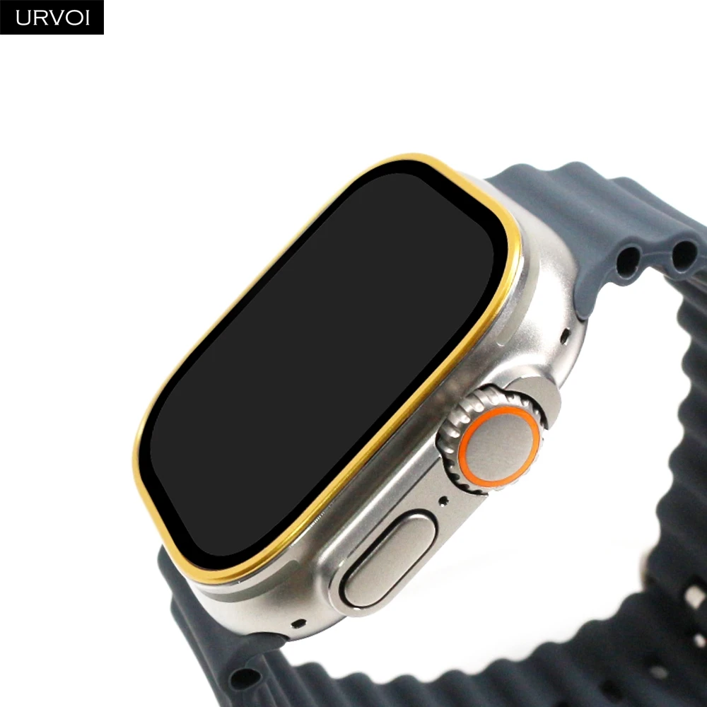 Enhanced Tempered Glass Screen Protector with 3D Metal Frame for Smartwatch - 49mm, Clear