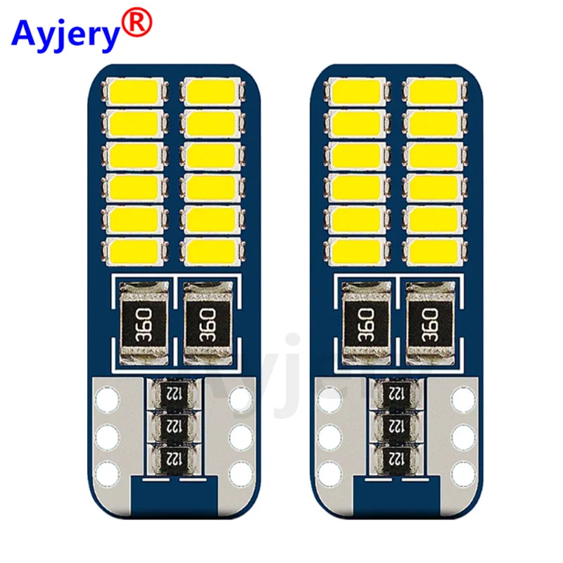 

AYJERY 500PCS T10 W5W 194 3014 SMD 24 Chips Canbus Error Free Car Bulb LED Light Interior Reading Dome Auto Lamps 12V White